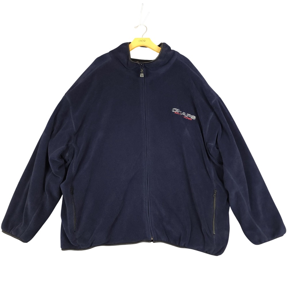 Chaps Ralph Lauren Fleece Jacket Full Zip Navy Blue 4XLT Men's Warm‎ Outerwear